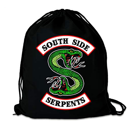 Logoshirt® Riverdale I South Side Serpents I Turnbeutel I Stoffbeutel I Stoffrucksack I Bedruckt I schwarz I AZO-Free I Stabiler Kordelzug I Lizenziertes Design von Logoshirt