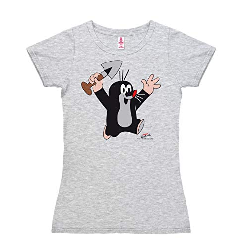 Logoshirt® TV I Der kleine Maulwurf I Juhu I T-Shirt Print I Damen I kurzärmlig I grau-meliert | Lizenziertes Originaldesign | Größe L von Logoshirt