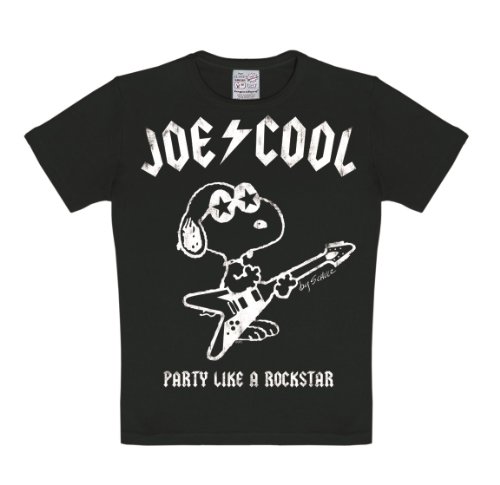 Logoshirt® Peanuts I Snoopy I Joe Cool I Rockstar I T-Shirt Print I Kinder I Mädchen & Jungen I kurzärmlig I schwarz I Lizenziertes Originaldesign I Größe 104/116 von Logoshirt