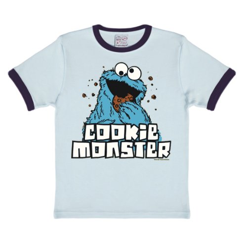 Logoshirt® Sesamstrasse I Krümelmonster I Cookie Monster I T-Shirt Print I Mädchen & Jungen I kurzärmlig I hellblau I Lizenziertes Originaldesign I Größe 140/152, 10-12 Jahre von Logoshirt