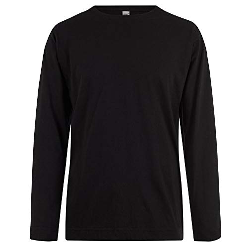 Logostar Basic Bigsize T-Shirt Langarm | Übergrösse Shirt 3XL - 15XL | Herren Langarm T Shirt in Übergröße aus Baumwolle mit Rundhals-Ausschnitt | Black, S von Logostar