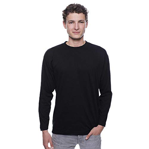 Logostar Basic Langarmshirt Herren Baumwolle - Longsleeve Shirt mit Rundhals-Ausschnitt - Langarmshirts Übergrößen - Black, S von Logostar