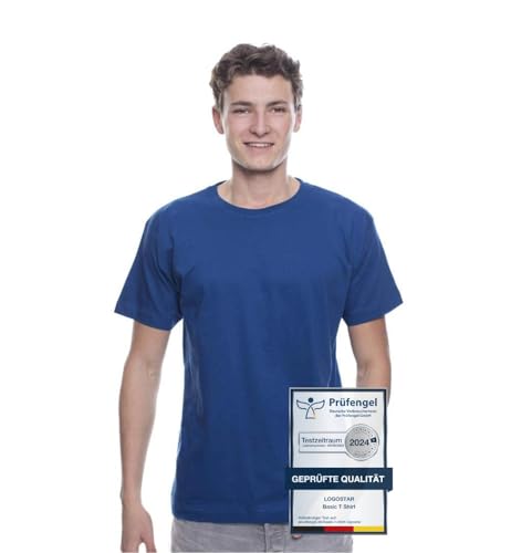 Logostar Basic T-Shirt Herren Übergröße - Große Größen T-Shirts aus Baumwolle mit Rundhals Royal Blue - 10XL von Logostar