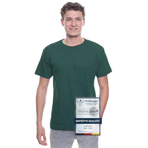 Logostar Basic T-Shirt Herren Übergröße - Große Größen T-Shirts aus Baumwolle mit Rundhals Forest Green - 15XL von Logostar