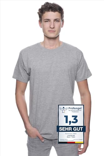 Logostar Basic Bigsize T-Shirt | Übergrösse Shirt 3XL - 15XL | Herren T Shirt in Übergröße aus Baumwolle mit Rundhals | Heather Grey, 3XL von Logostar