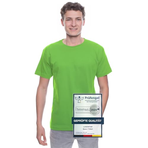Logostar Basic T-Shirt Herren Übergröße - Große Größen T-Shirts aus Baumwolle mit Rundhals Lime - M von Logostar