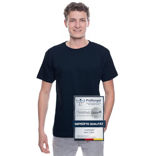 Logostar Basic T-Shirt Herren Übergröße - Große Größen T-Shirts aus Baumwolle mit Rundhals Navy - 15XL von Logostar