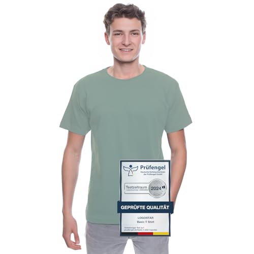 Logostar Basic T-Shirt Herren Übergröße - Große Größen T-Shirts aus Baumwolle mit Rundhals Mystic Green - 8XL von Logostar