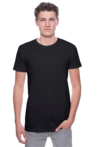 Logostar Longshirt Herren Kurzarm - Unterhemden & T-Shirts Extra Lang - XS S M L XL XXL 3XL - T-Shirt lang-geschnitten aus Baumwolle mit Rundhals - Long Shirts - Black, + 2cm (A), M von Logostar