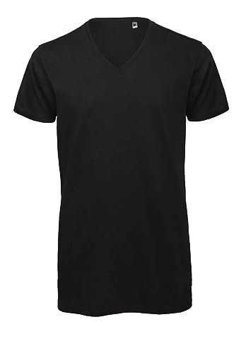 Logostar Long Fit T-Shirt | Herren T-Shirt extra lang XS - 3XL | Longshirt Herren aus Baumwolle mit V-Ausschnitt | Black / + 10cm (F) / M von Logostar