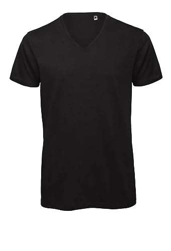 Logostar Long Fit T-Shirt | Herren T-Shirt extra lang XS - 3XL | Longshirt Herren aus Baumwolle mit V-Ausschnitt | Black / + 2cm (D) / L von Logostar