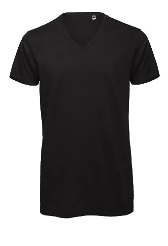 Logostar Long Fit T-Shirt | Herren T-Shirt extra lang XS - 3XL | Longshirt Herren aus Baumwolle mit V-Ausschnitt | Black / + 6cm (E) / L von Logostar