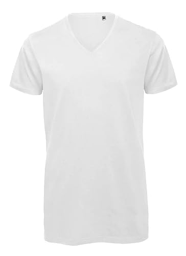 Logostar Long Fit T-Shirt | Herren T-Shirt extra lang XS - 3XL | Longshirt Herren aus Baumwolle mit V-Ausschnitt | White / + 10cm (F) / L von Logostar