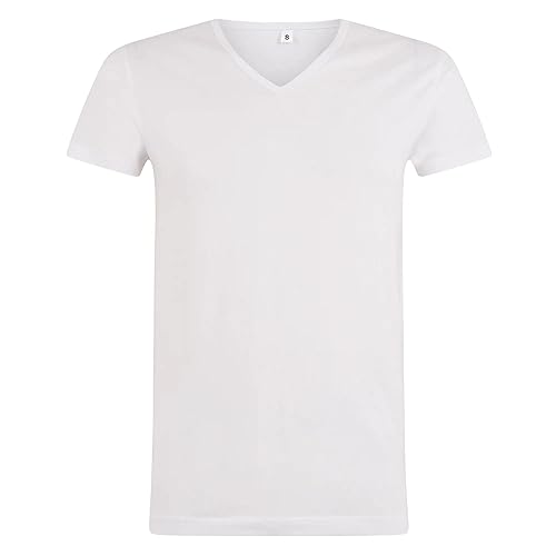 Logostar Long Fit T-Shirt | Herren T-Shirt extra lang XS - 3XL | Longshirt Herren aus Baumwolle mit V-Ausschnitt | White / + 2cm (D) / 3XL von Logostar