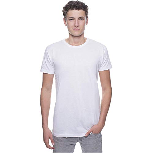 Logostar Longshirt Herren Kurzarm - Unterhemden & T-Shirts Extra Lang - XS S M L XL XXL 3XL - T-Shirt lang-geschnitten aus Baumwolle mit Rundhals - Long Shirts - White, + 2cm (A), M von Logostar