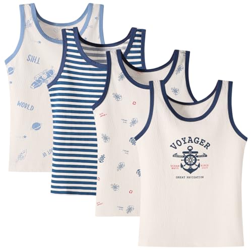 Lohhbve 2-10 Jahre Jungen Weste 4 Pack Kinder Tank Tops Baumwolle Shirt ärmellos weiche atmungsaktive Kleinkind Kinder Unterhemden von Lohhbve