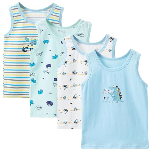 Lohhbve 2-10 Jahre Jungen Weste 4 Pack Kinder Tank Tops Baumwolle Shirt ärmellos weiche atmungsaktive Kleinkind Kinder Unterhemden von Lohhbve