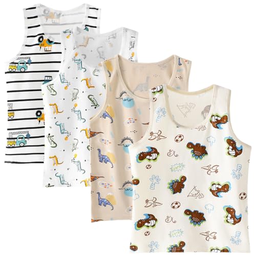 Lohhbve 2-10 Jahre Jungen Weste 4 Pack Kinder Tank Tops Baumwolle Shirt ärmellos weiche atmungsaktive Kleinkind Kinder Unterhemden von Lohhbve