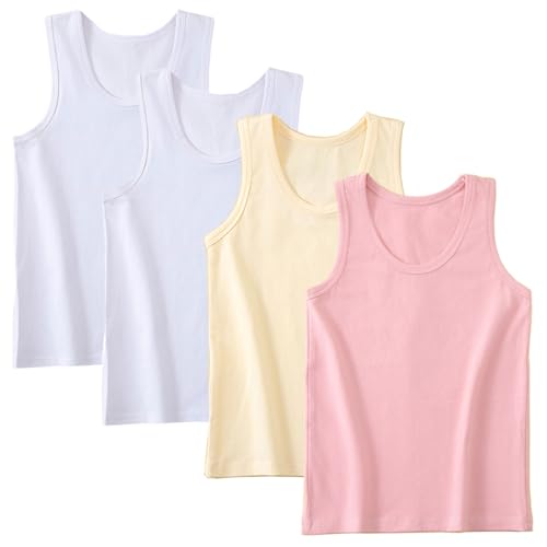 Lohhbve 4er-Pack Klassische, solide Camisole-Unterhemden für Kinder für 2–10 Jahre, Kleinkind-Mädchen, Baumwoll-Racerback-Tanktop, Multipack von Lohhbve