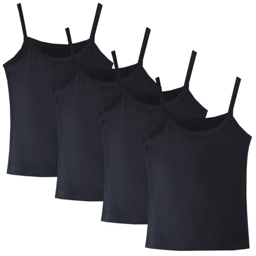 Lohhbve 4er-Pack Klassische, solide Camisole-Unterhemden für Kinder für 2–10 Jahre, Kleinkind-Mädchen, Baumwoll-Racerback-Tanktop, Multipack von Lohhbve