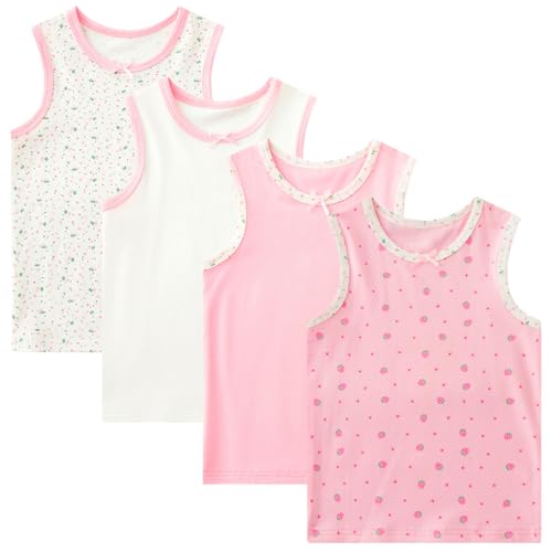Lohhbve 4er-Pack Klassische, solide Camisole-Unterhemden für Kinder für 2–10 Jahre, Kleinkind-Mädchen, Baumwoll-Racerback-Tanktop, Multipack von Lohhbve