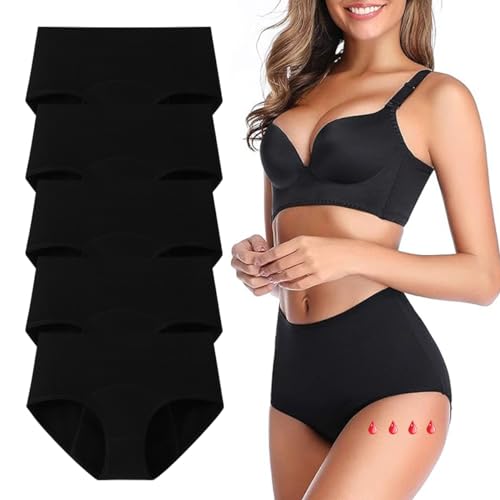 Lohhbve 5er-Pack saugfähige Periodenhöschen mit starkem Durchfluss für Frauen, mittlere bis hohe Taille, auslaufsichere Menstruationshöschen, Postpartum-Slip-Unterwäsche von Lohhbve