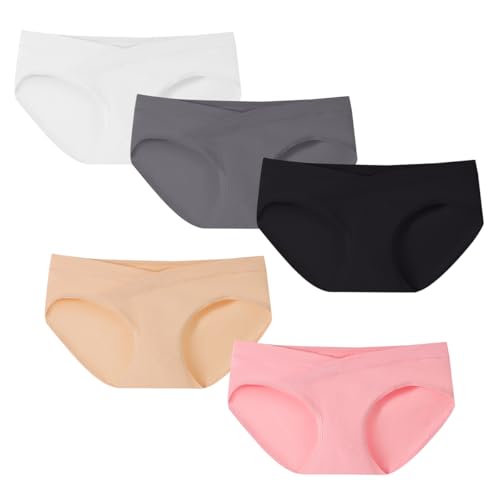 Lohhbve Umstands-Slips, V-förmig, Bauchstütz-Slips, Baumwolle, atmungsaktiv, Schwangerschaftshöschen, Damen, Postpartum, 5 Stück von Lohhbve