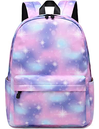 Lohol Leichter Schulrucksack für Mädchen, Kinder-Schulranzen-Rucksack mit Galaxie Aufdruck (Rosa&Lila) von Lohol