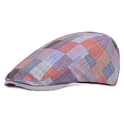 Loialpupy Kariertes Design bunt Sonnenhut Berets Forward Hat, Flatcap Tennis Baseball Volleyball Golf Outdoor Sport Angeln Baskenmützen (B) von Loialpupy