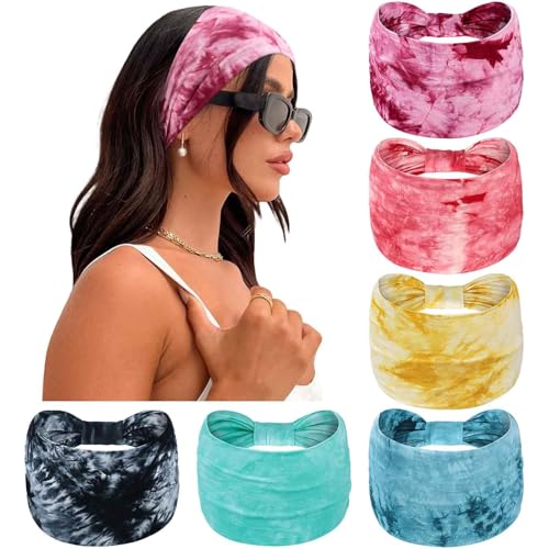 Loiluliy 6 Stück Stirnband Damen Haarband Damen Breite Haarbänder Elastizität Headband Weiche Kopftuch Haarschmuck Fit Workout Spa Fitnesss Laufen Yoga von Loiluliy