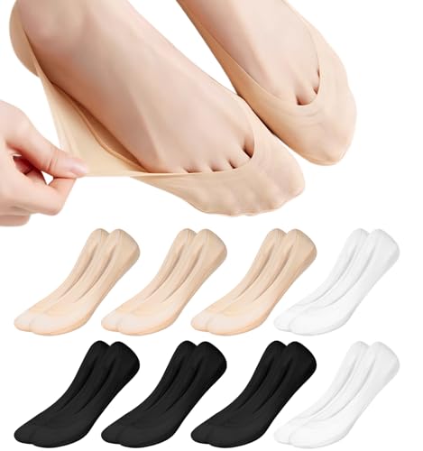 Loiluliy Füsslinge Damen 39-42 Füßlinge Damen Ballerina Socken Damen, 8 Paar No Show Socken Unsichtbare Atmungsaktiv Sneaker Socken Rutschfeste Füßlinge Silikon Halbsocken von Loiluliy