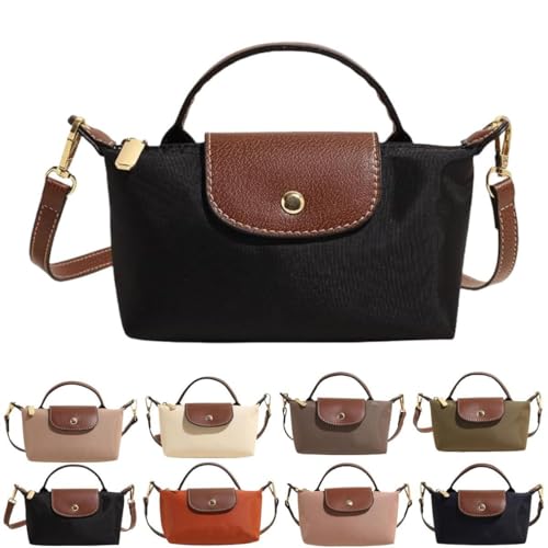 Loimol Modische Mini-Umhängetasche im Farbblock-Design für Damen, kleine All-Match-Handtasche mit verstellbarem Riemen, quadratische Vintage-Geldbörse in Volltonfarbe(Schwarz) von Loimol