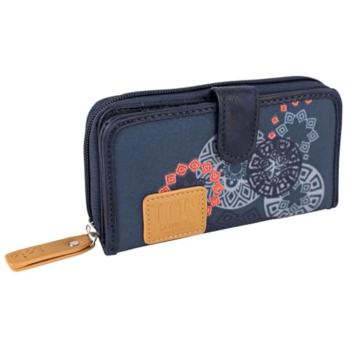Lois - Geldbörse Damen Gross - Strapazierfähige Portemonnaie Damen - Damen Geldbörse - Damen-Geldbörsen mit Materialien - Damen Portemonnaie, Blau von Lois