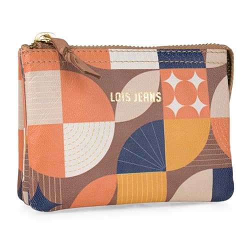 Lois - Geldbörse Damen Leder - Strapazierfähige Portmonee Damen Leder - Geldbeutel Damen. Damen-Geldbörsen. Portemonnaie Damen Leder mit Mehreren fächern, Kreise von Lois