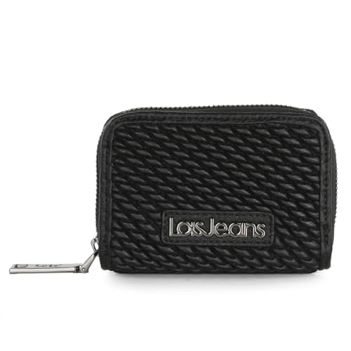 Lois - Geldbörse für Frau mit innerer Geldbörse. Reißverschluss. Öko-Leder. RFID-Schutz., Schwarz von Lois