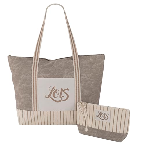 Lois - Große Strandtasche Damen Badetasche Groß mit Reißverschluss - Badetasche XXL Familie wasserdicht - Strandtasche XXL Familie, Beig von Lois