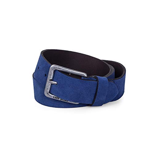 Lois - Gürtel Herren Damen, Damen Suede belt, Velour Leather Belt, Echtledergürtel Mens Belts Samtleder 35 mm breit 49809, Blau von Lois