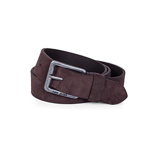 Lois - Gürtel Herren Damen, Damen Suede belt, Velour Leather Belt, Echtledergürtel Mens Belts Samtleder 35 mm breit 49809, Dunkelbraun von Lois