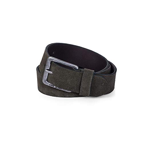 Lois - Gürtel Herren Damen, Damen Suede belt, Velour Leather Belt, Echtledergürtel Mens Belts Samtleder 35 mm breit 49809, Kaki von Lois