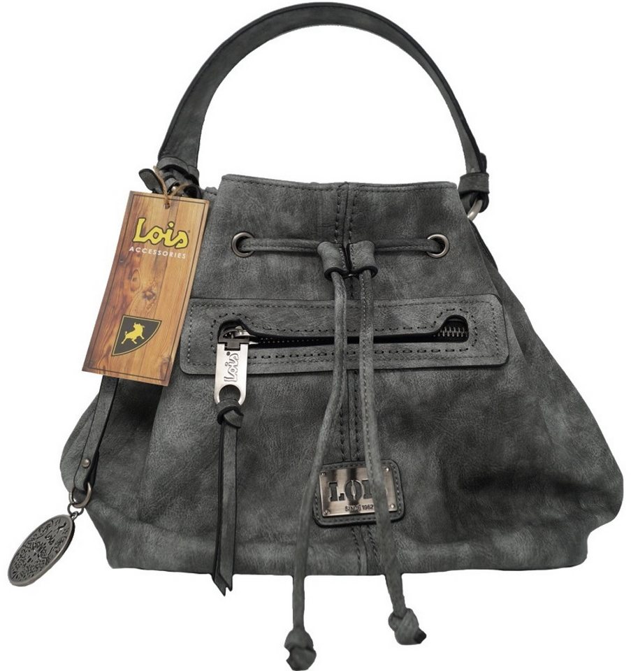 Lois Handtasche 16182, Kunstledertasche mit Gurt und Zugband, strukturiertes Material von Lois