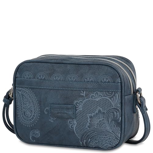 Lois Kleine Umhängetasche für Damen, verstärkter Boden, PU-Leder, bestickt, bequem und für den täglichen Gebrauch. 302683, Marineblau, Talla única, Tasche von Lois