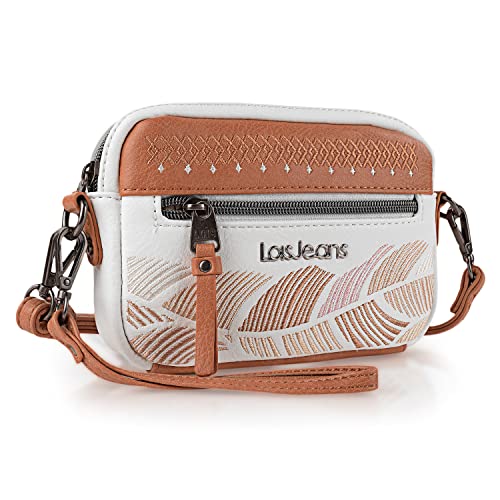 Lois - Handtasche Damen Umhängetasche - Handtasche Klein Umhängetasche für Frau mit Verstellbarer Riemen. Kleine Handtasche Damen mit Reißverschluss Schließen, Weiss von Lois