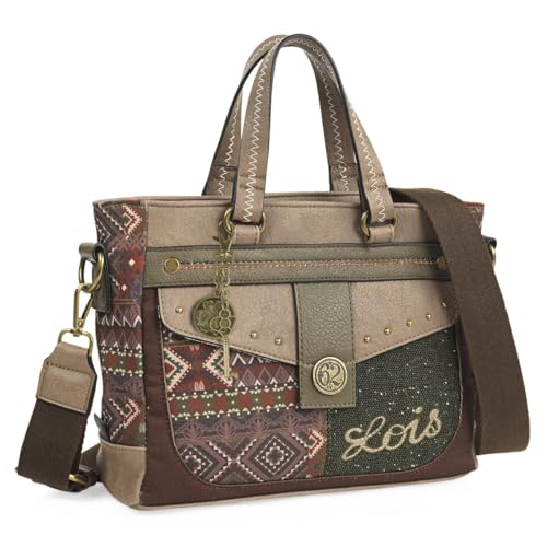 Lois - Handtasche Damen Umhängetasche - Handtaschen Damen Mittelgross mit verstellbarem riemen - Umhängetasche Damen hergestellt aus hochwertigem material - Dauerhaft Damen-Umhãngetaschen, Braun von Lois