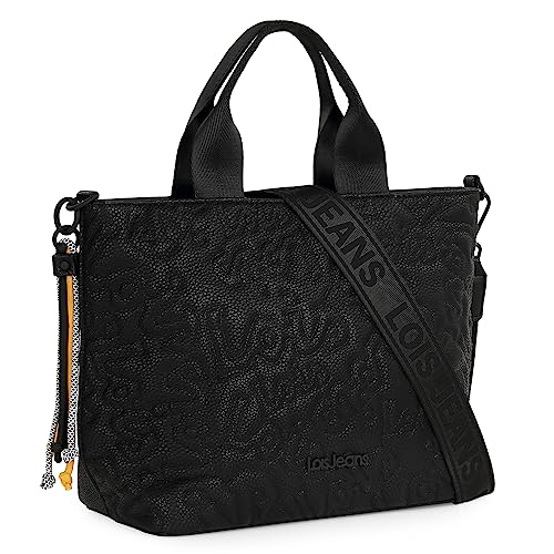 Lois - Henkeltasche Damen Handtasche Handtasche Damen Groß Damentaschen Für Alltag Arbeit Reise Mit Viel Stauraum Und Elegantes Design, Schwarz von Lois