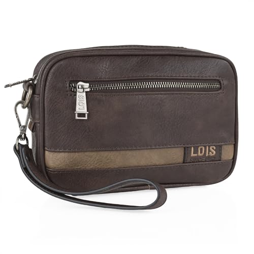 Lois - Umhängetasche Herren - Moderne Herren Handtaschen und Lederhandgelenktasche Herren - Stilvolle Herren Clutch 310285, Braun von Lois