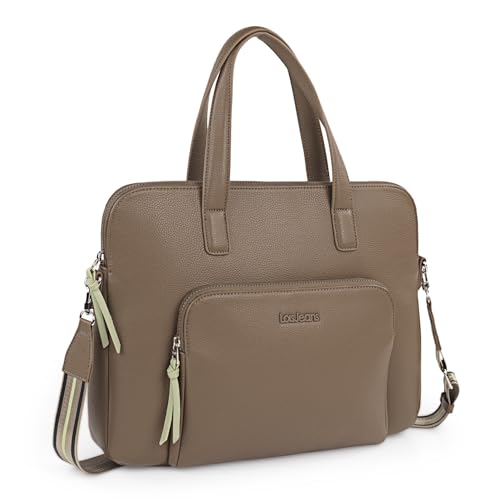 Lois - Laptoptasche - Frauen Laptoptasche. Businesstasche. Aktentasche und Schultertasche in einem - Business Taschen Damen. Handtasche Damen Umhängetasche 316237, Taupe von Lois