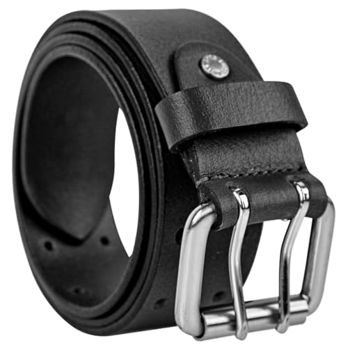 Lois - Ledergürtel Für Herren Aus Rindsleder Vollnarbig, Mit Automatischer Schnalle, Schwarz Business-Und Freizeitgürtel, XL Verstellbar. Einstellbare Größe mit Schraube von Lois