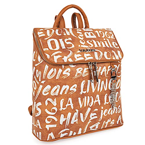 Lois - Cityrucksack Damen Klein Elegant Rucksack Damen Schwarz Alltag Modern, Kleiner Rucksack Damen für Büro Reise City Kollektion., Camel von Lois