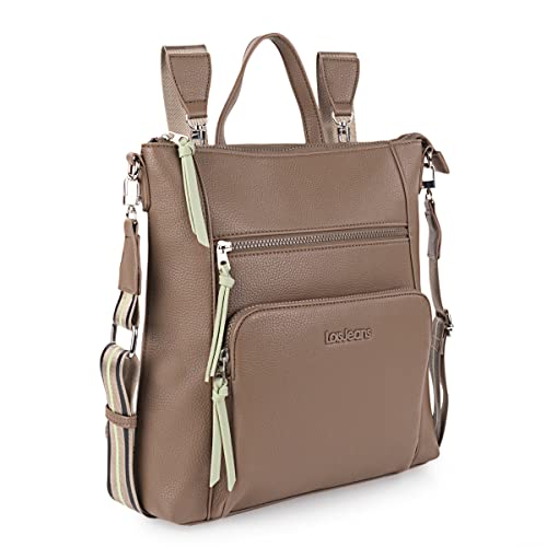Lois - Rucksack Damen mit Anti Diebstahl Funktion, Damenrucksack Anti Diebstahl Tasche, Kleiner Rucksack Damen, Antidiebstahlrucksack Damen, Taupe von Lois