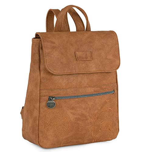 Lois - Cityrucksack Damen Klein Elegant Rucksack Damen Schwarz Alltag Modern, Kleiner Rucksack Damen für Büro Reise City Kollektion., Camel von Lois